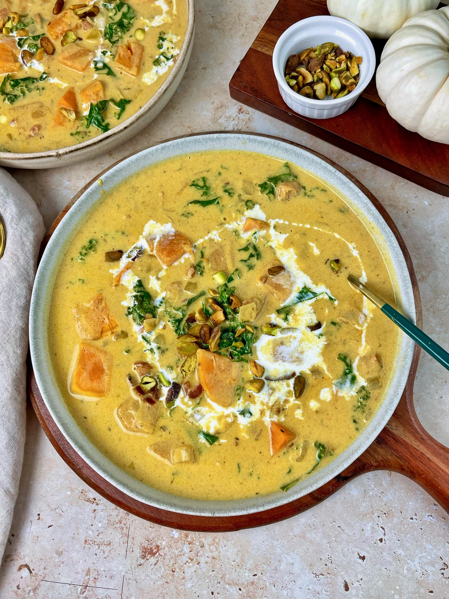 A bowl of sweet potato chowder.