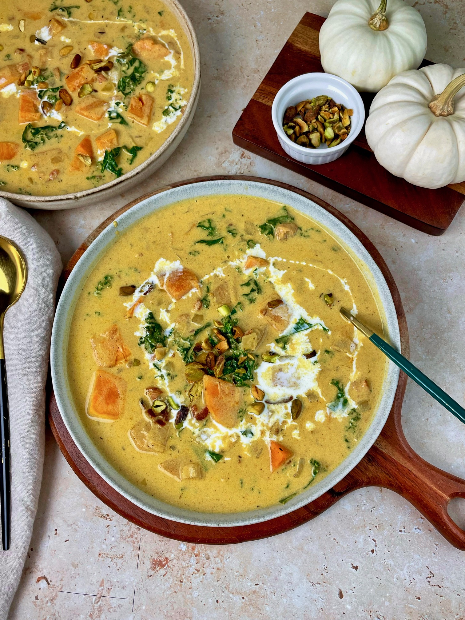 A bowl of sweet potato chowder.