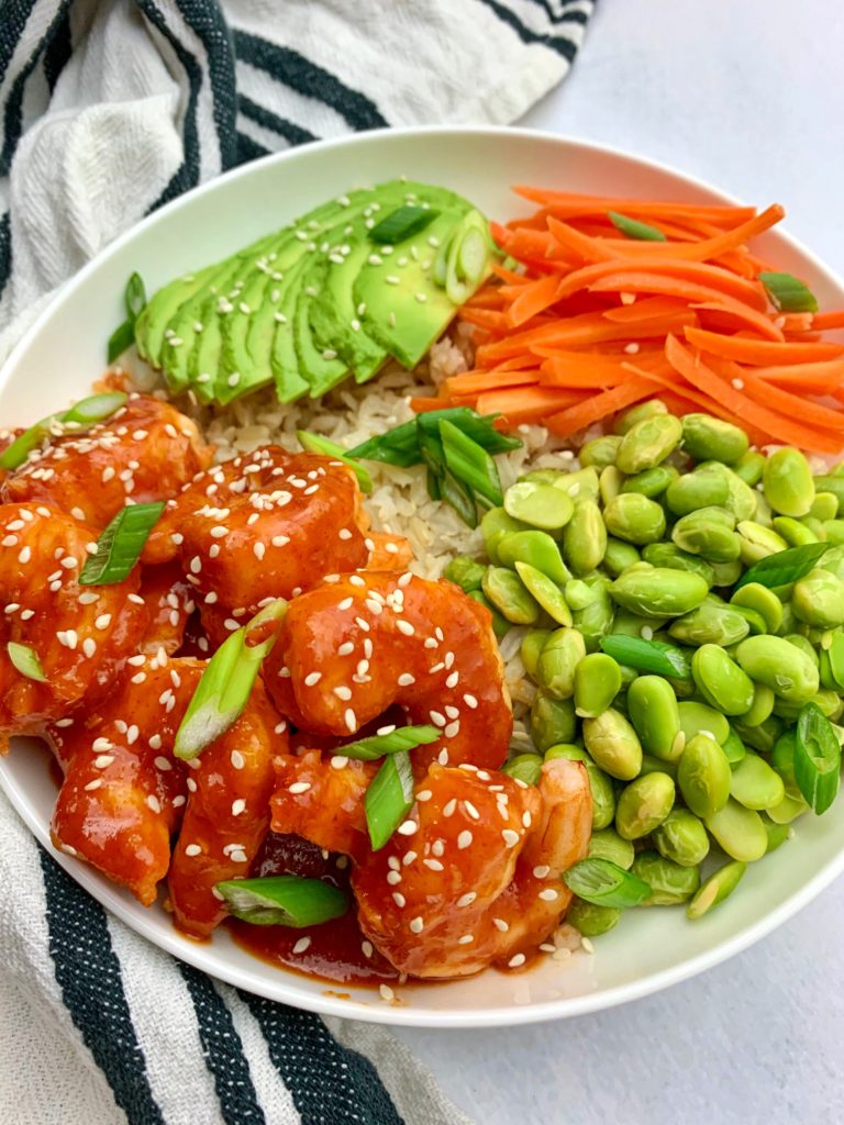 Honey Sriracha Shrimp Bowls - thechowdown