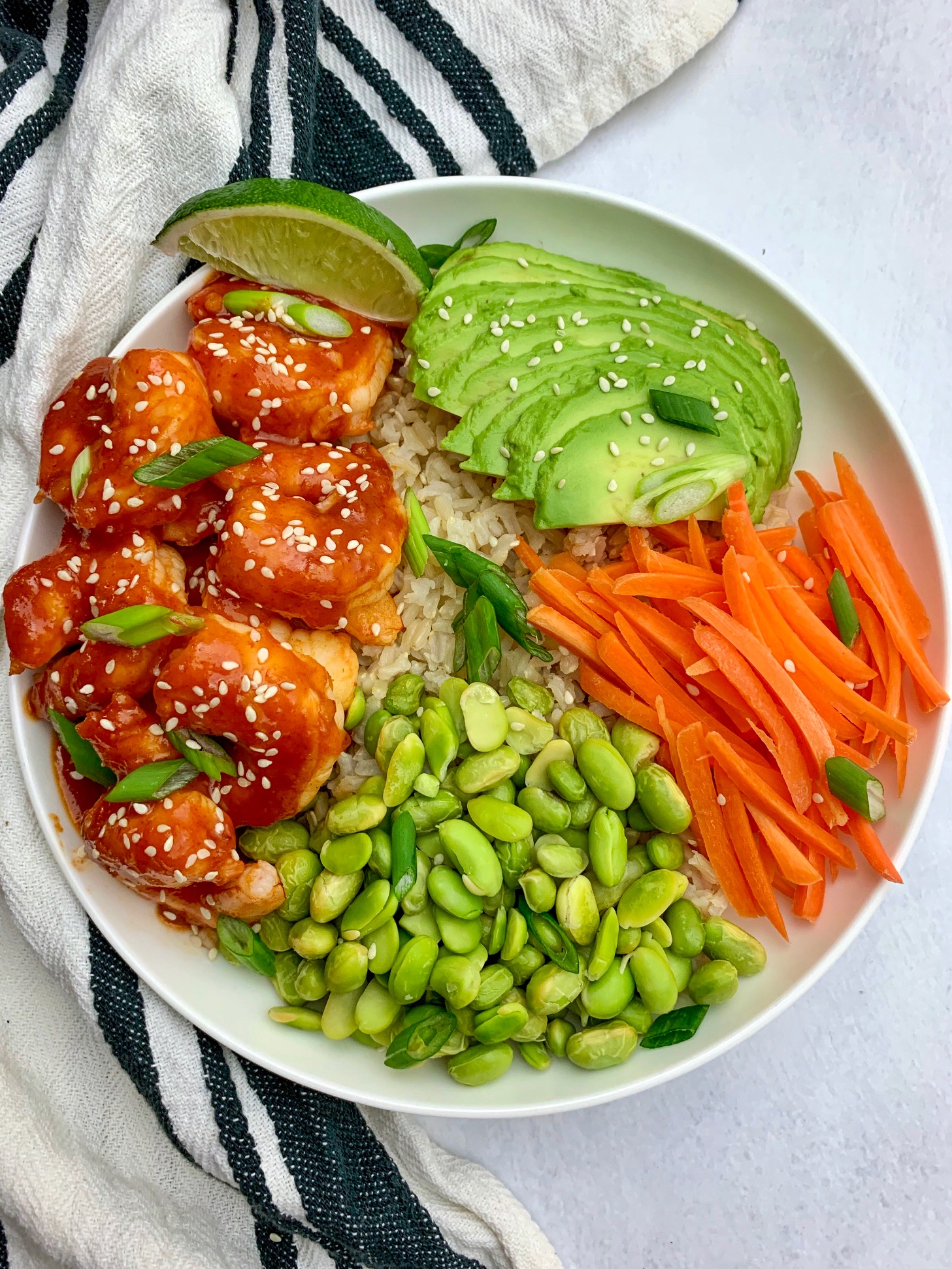 Sweet and spicy shrimp bowls