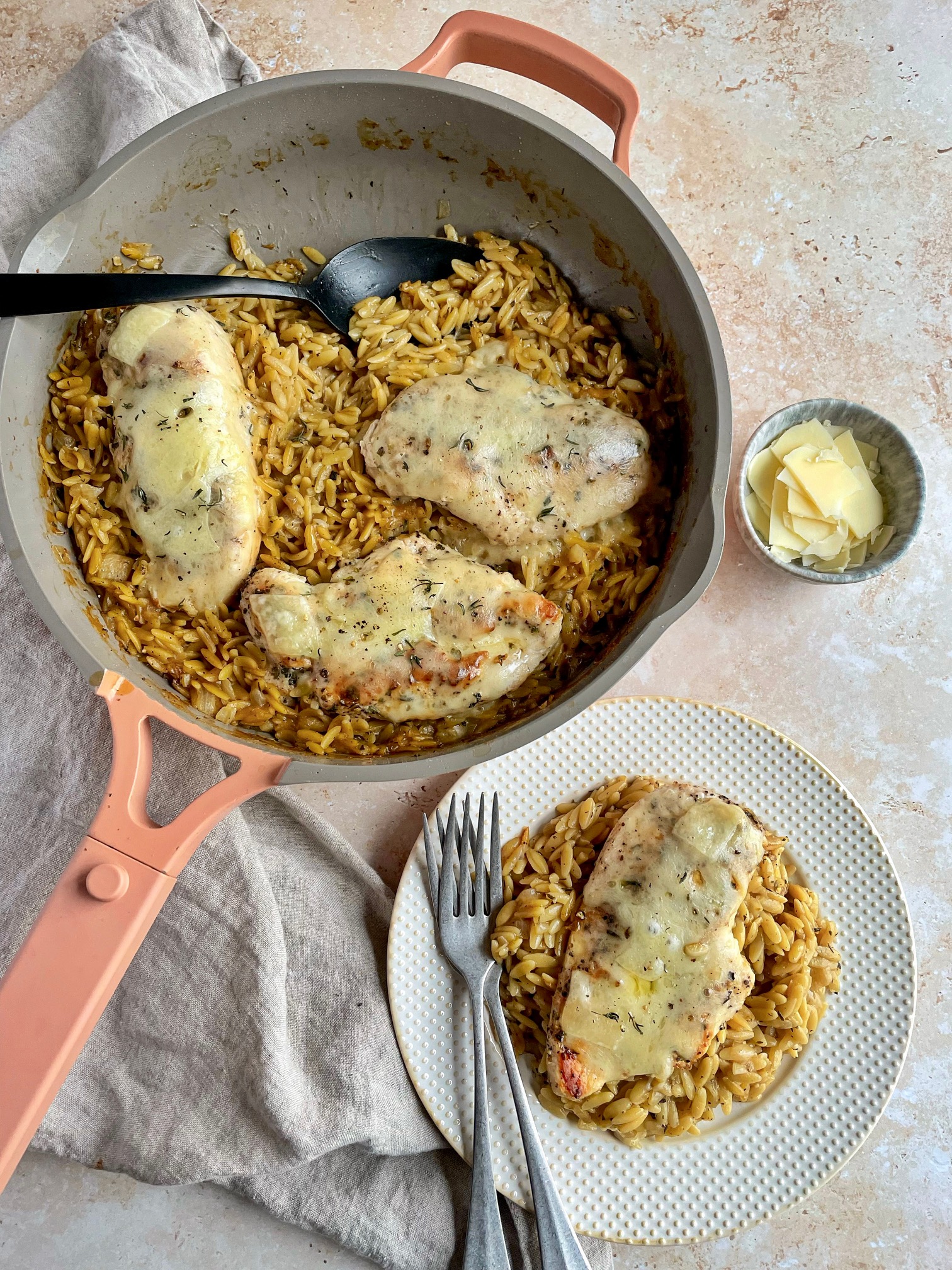 French Onion Chicken and Orzo