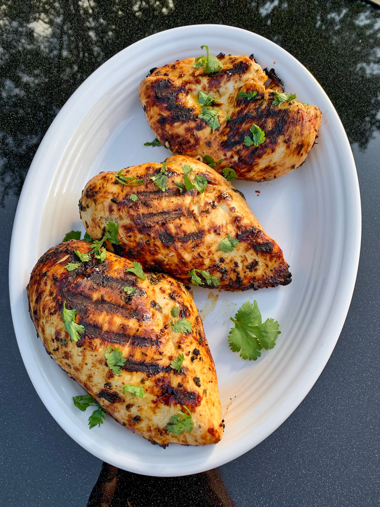 cilantro lime grilled chicken on a plate.