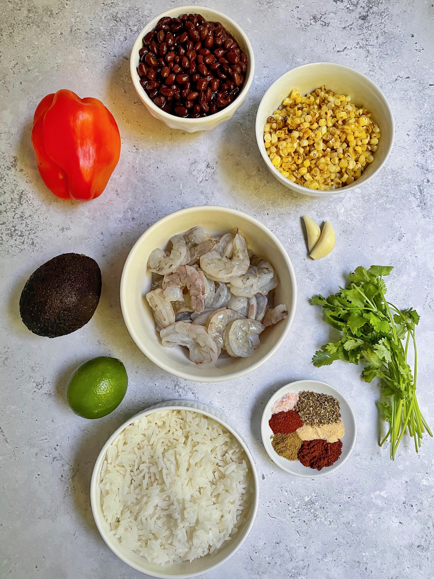the shrimp burrito bowl ingredients.