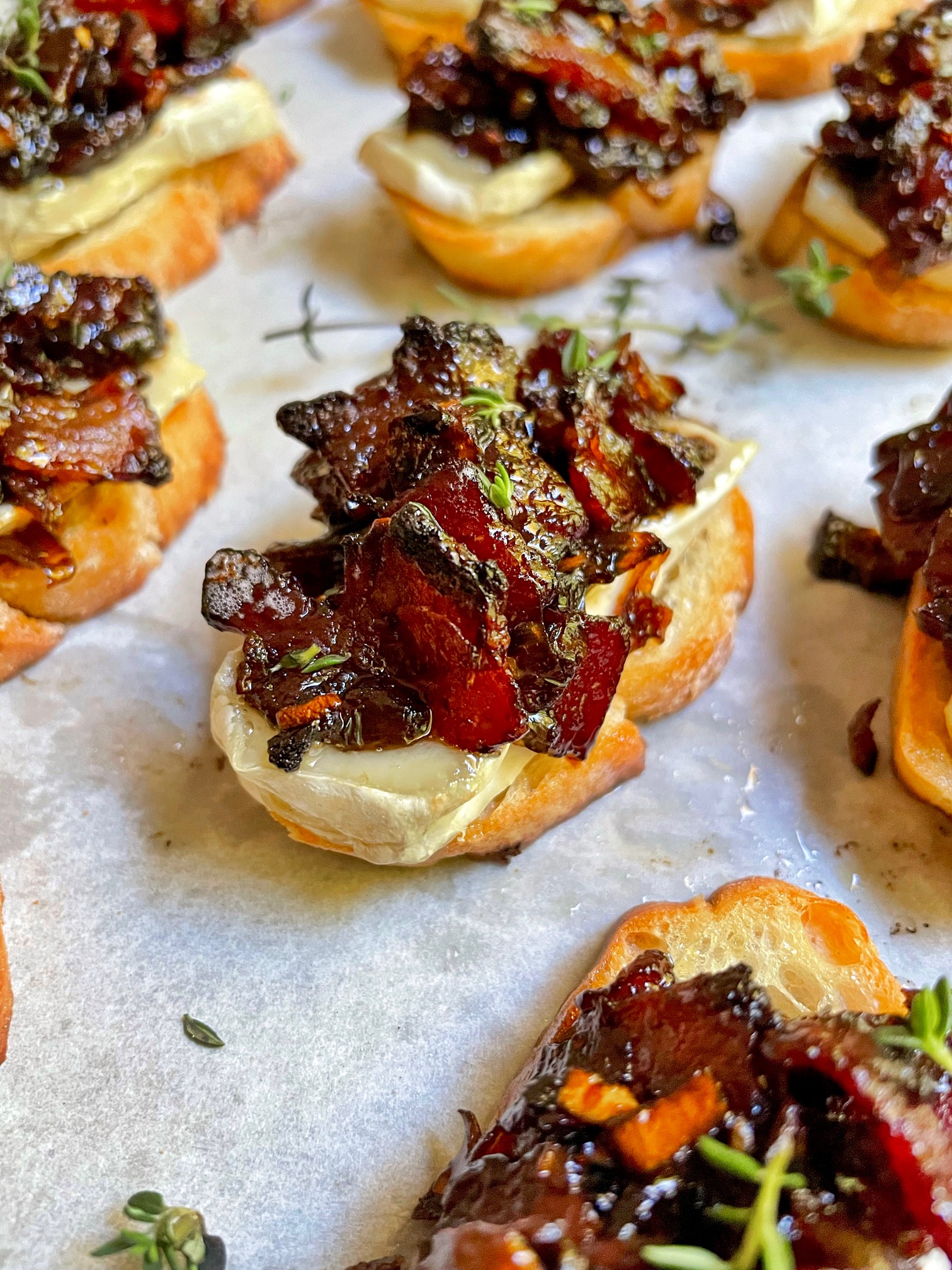 brie and bacon jam crostini.
