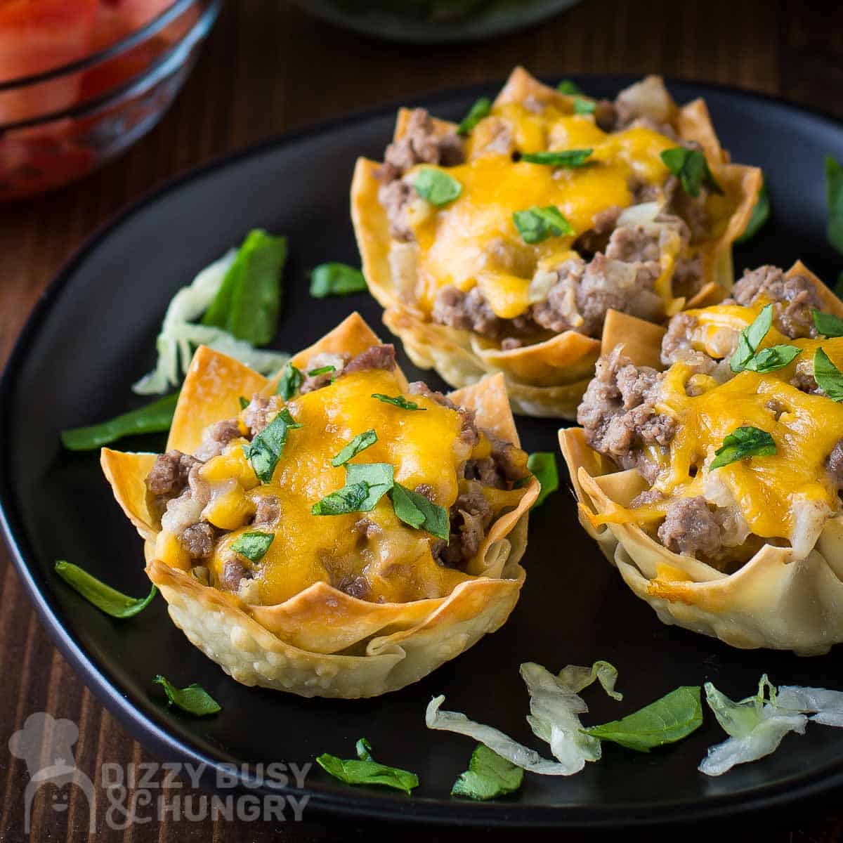 Wonton Cheeseburger Bites.