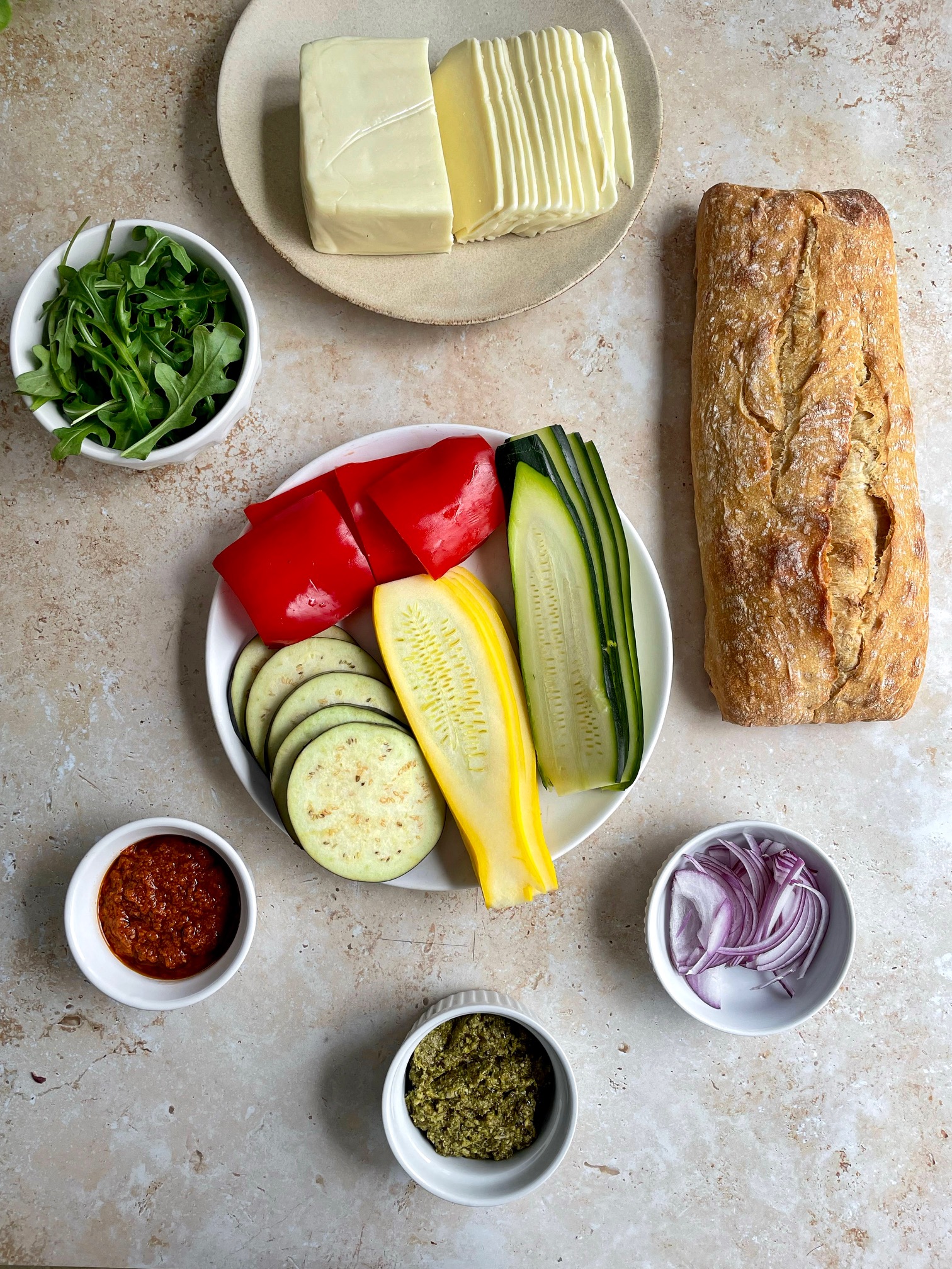 Grilled Veggie Panini ingredients.