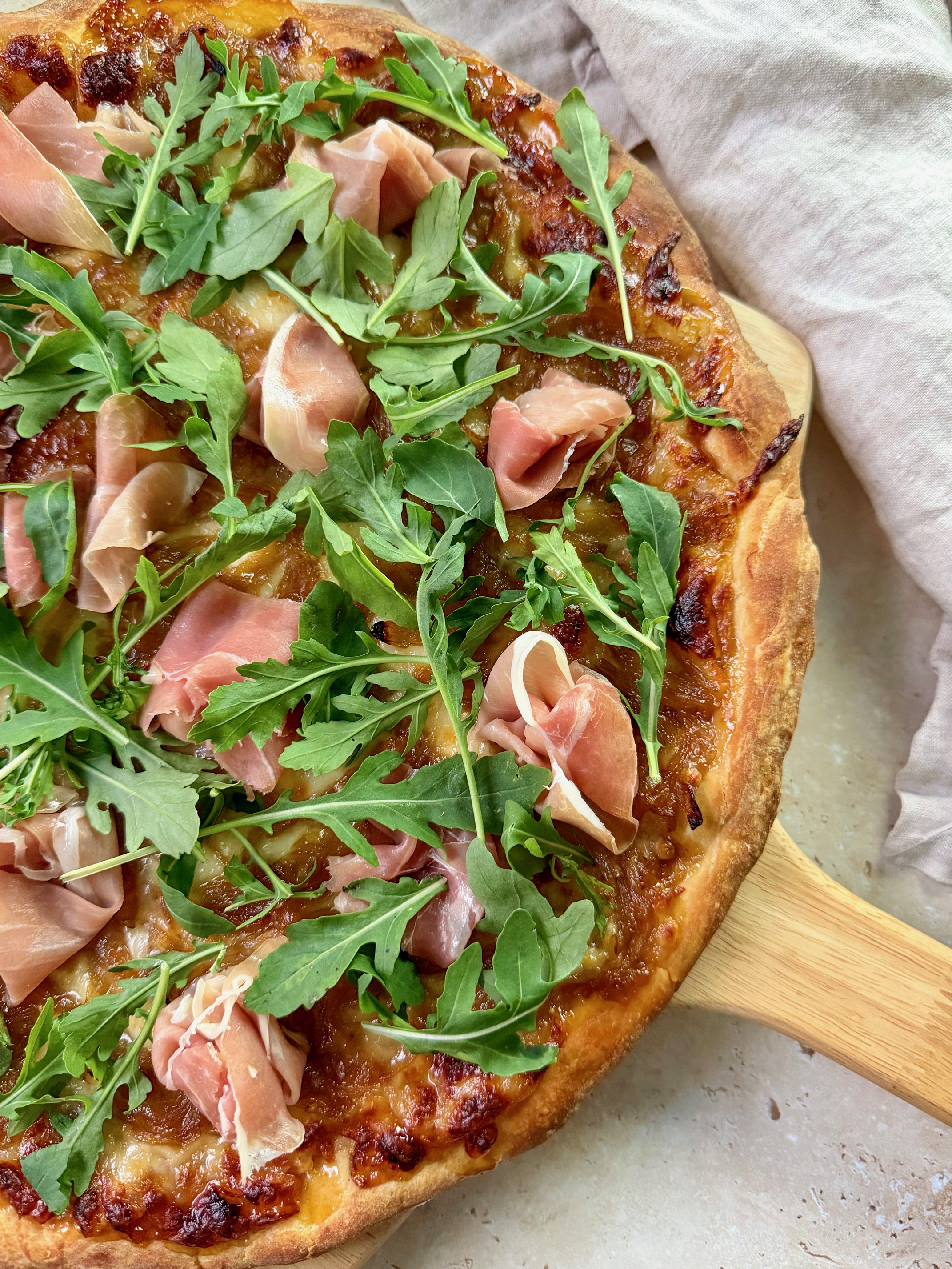 A close up of the pizza to show detail.