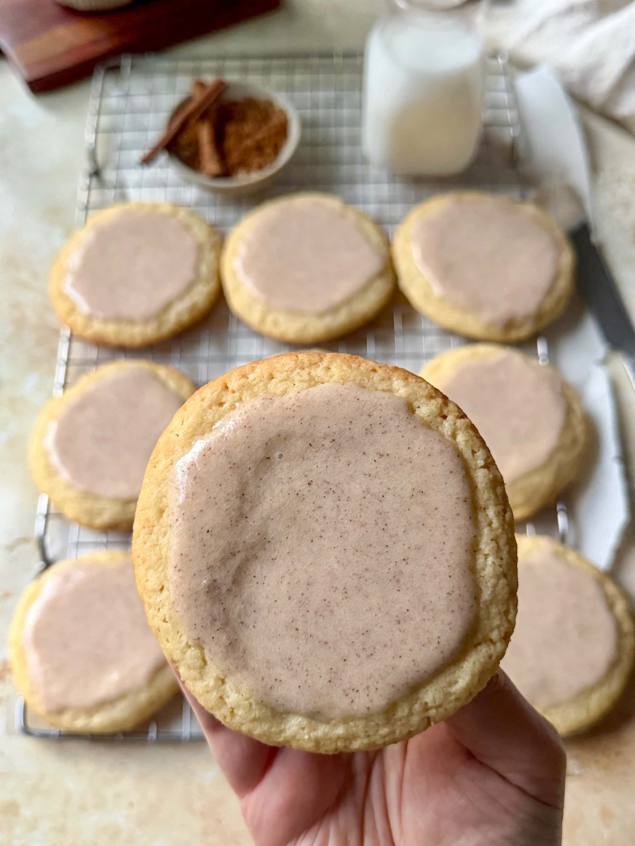 An iced brown sugar cinnamon pop tart cookies.