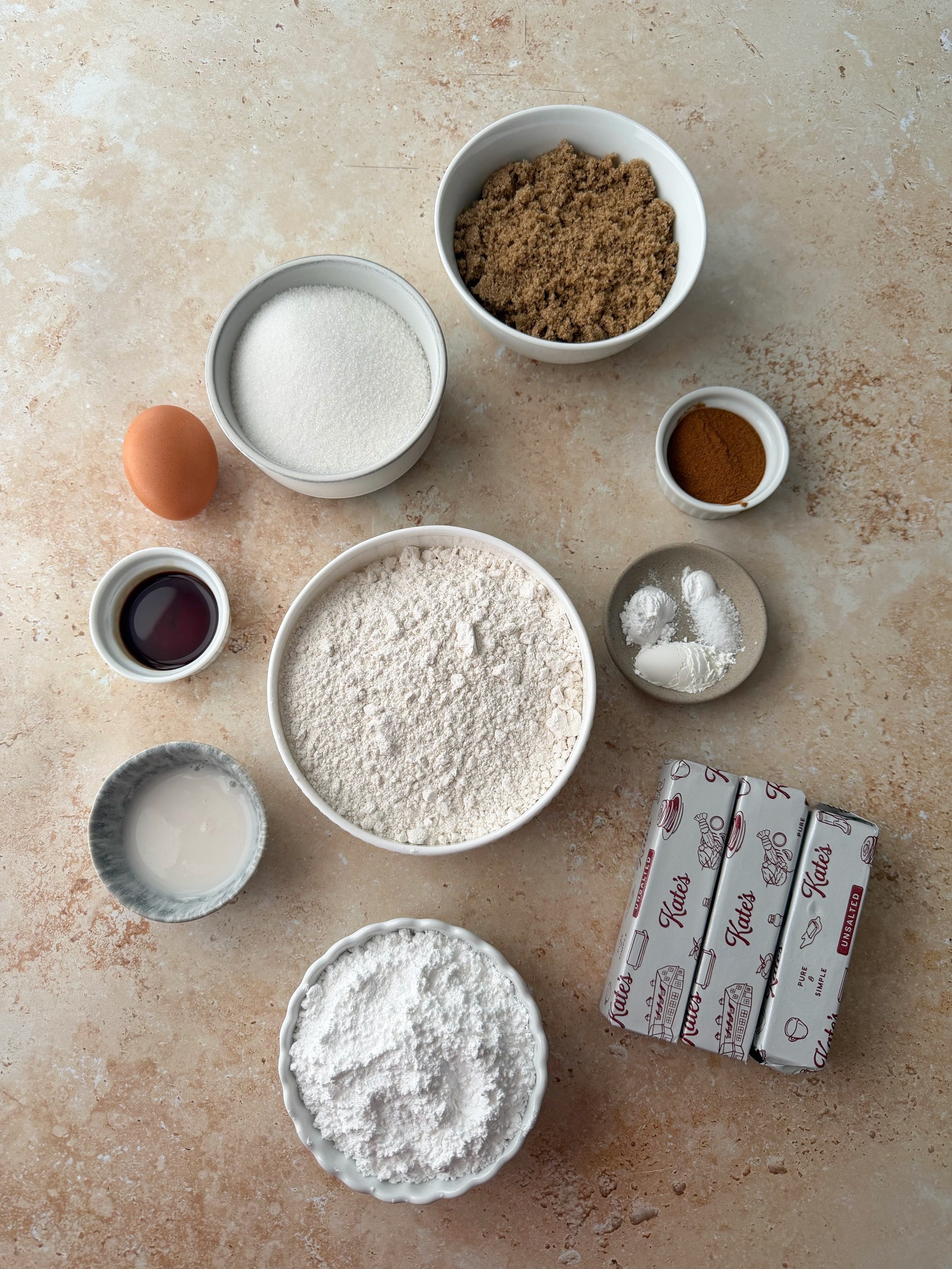 The ingredients needed to make these cookies, the filling and icing.